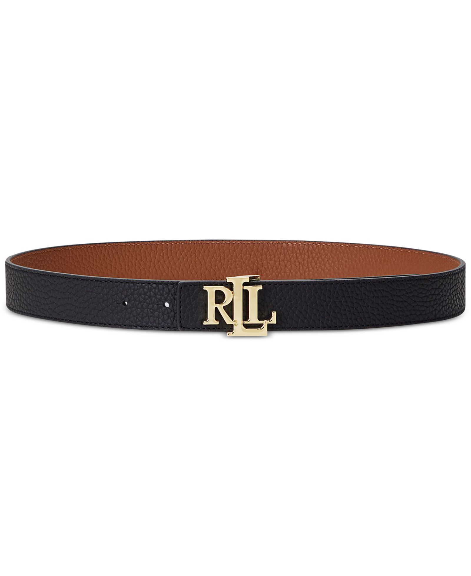 Lauren Ralph Lauren Women's Logo Reversible Pebbled Leather Belt