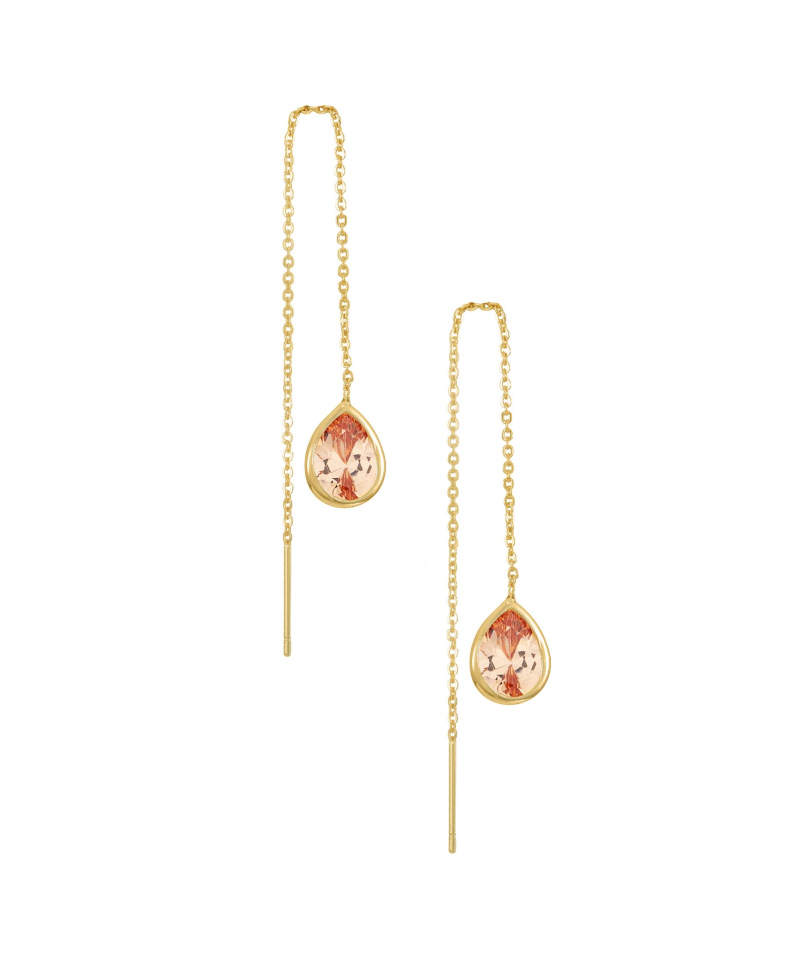 Серьги-подвески Ettika Barely There Chain Cubic Zirconia 18K Gold Plated
