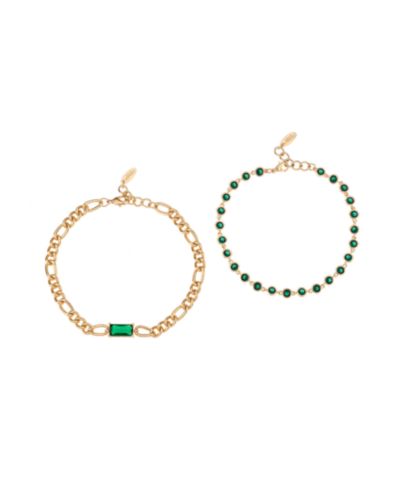Набор браслетов ETTIKA Bejeweled Emerald, позолота 18K Gold, 2 шт.