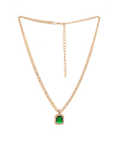 Колье Ettika Emerald Stone Pendant 18K Gold Plated Link