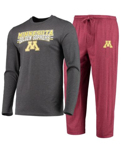 Мужской комплект для сна (футболка с длинным рукавом и брюки) Concepts Sport Minnesota Golden Gophers, бордовый и угольный