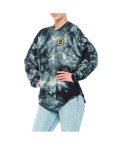 Женская футболка Fanatics Black Boston Bruins Crystal-Dye Long Sleeve