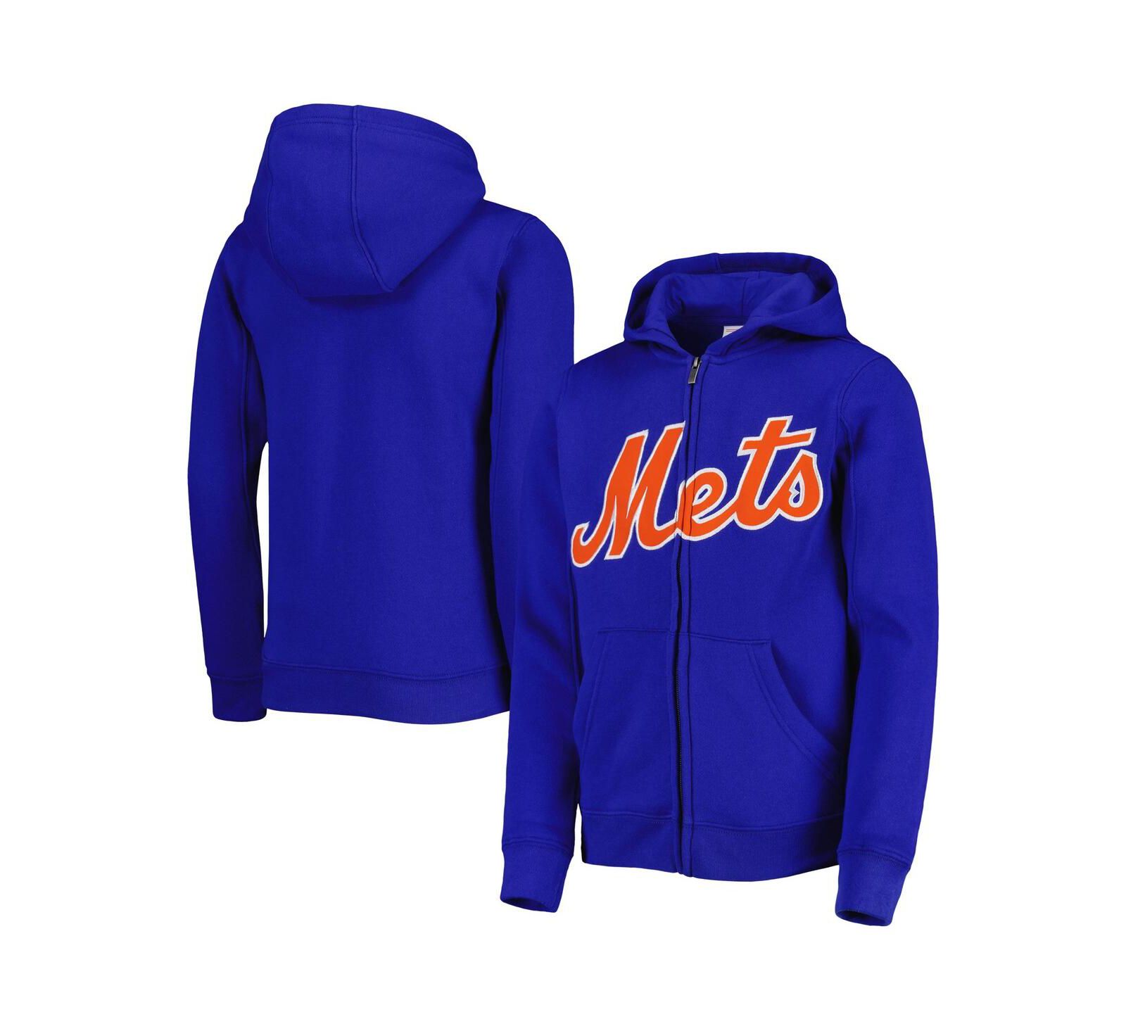 Детское худи Outerstuff Royal New York Mets Wordmark Full-Zip Fleece