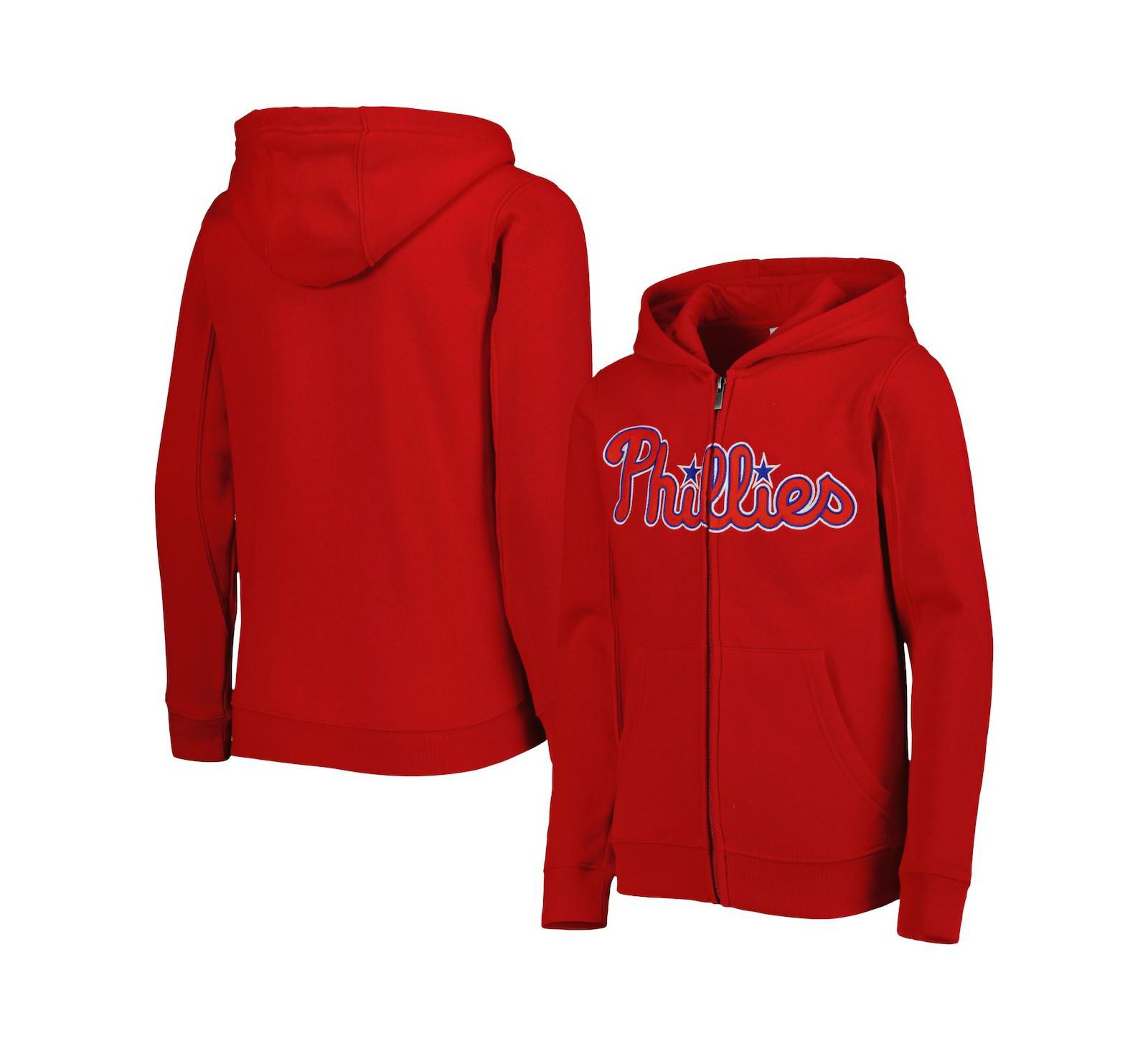 Детская флисовая толстовка Outerstuff Red Philadelphia Phillies Wordmark Full-Zip