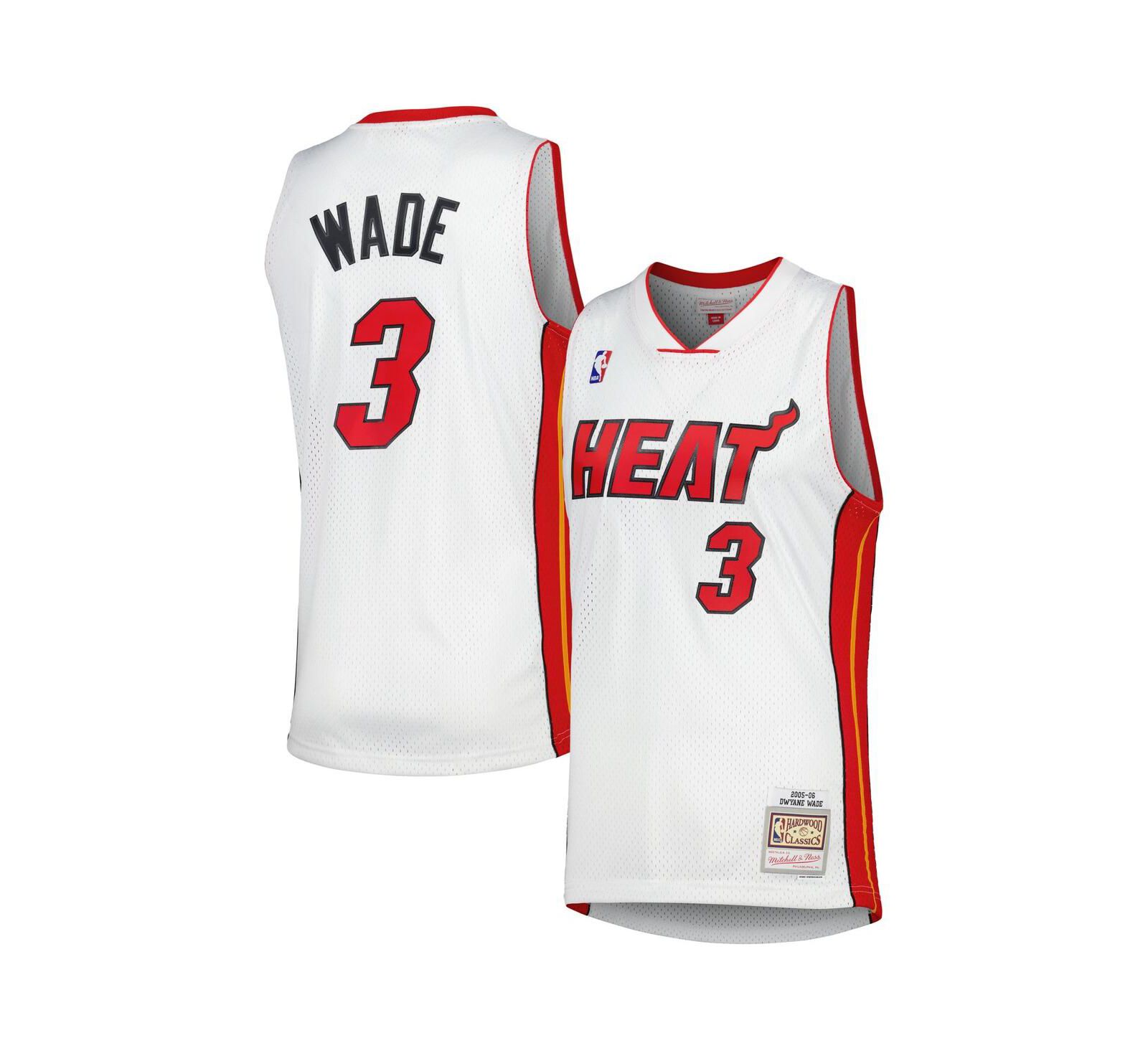 Мужская джерси Mitchell & Ness Dwyane Wade White Miami Heat Hardwood Classics 2005-06 Swingman