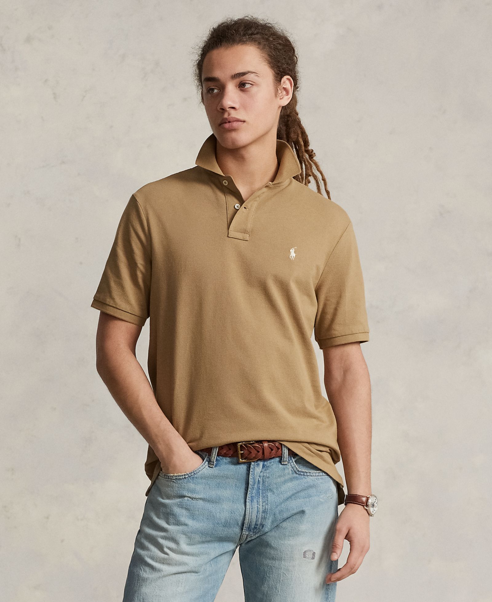 Мужская хлопковая рубашка Polo Ralph Lauren Custom Slim Fit Mesh