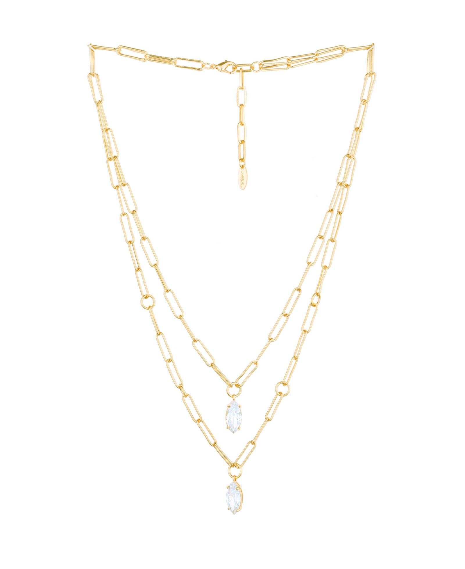 Ettika Double Layered Cubic Zirconia Pendant Necklace