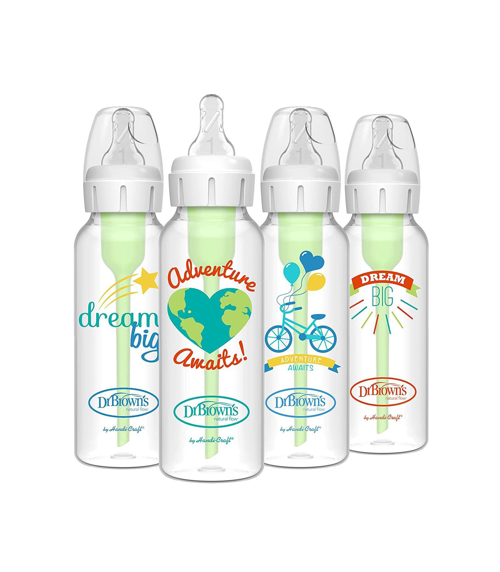 Детские противоколиковые бутылочки Dr. Browns Options+ Narrow, 8oz, 4 шт., Green Dream