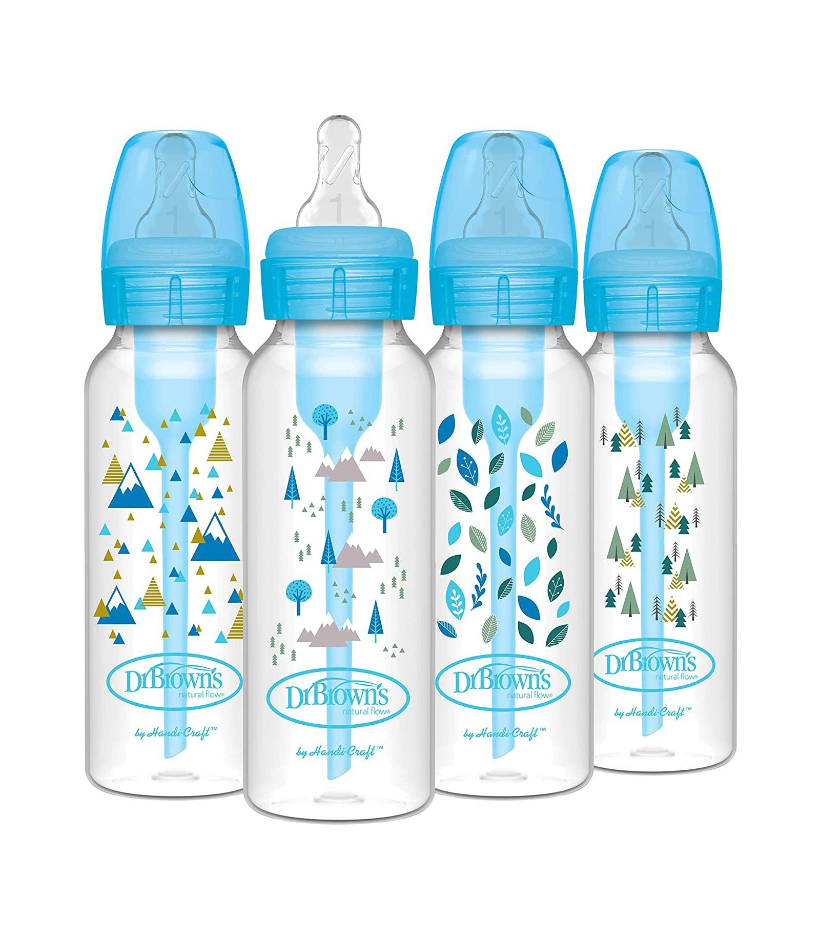 Dr. Browns Детские противоколиковые бутылочки Options+ узкие 8oz, 4 шт., Blue Nature