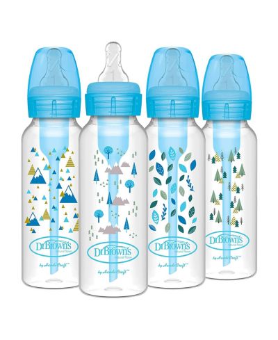 Dr. Browns Детские противоколиковые бутылочки Options+ узкие 8oz, 4 шт., Blue Nature