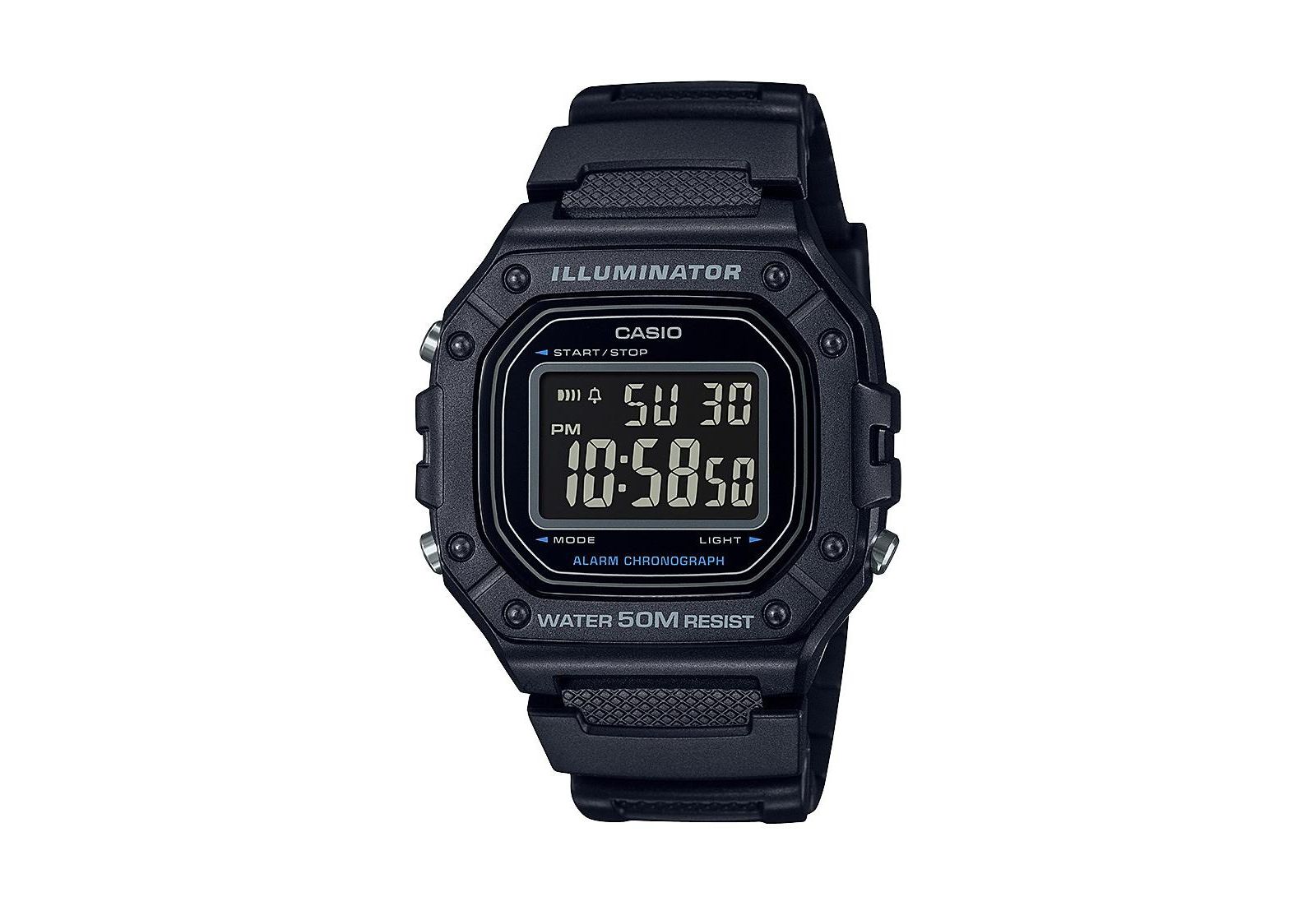 Casio Men's Digital Black Resin Watch 43.2mm, W218H-1BV