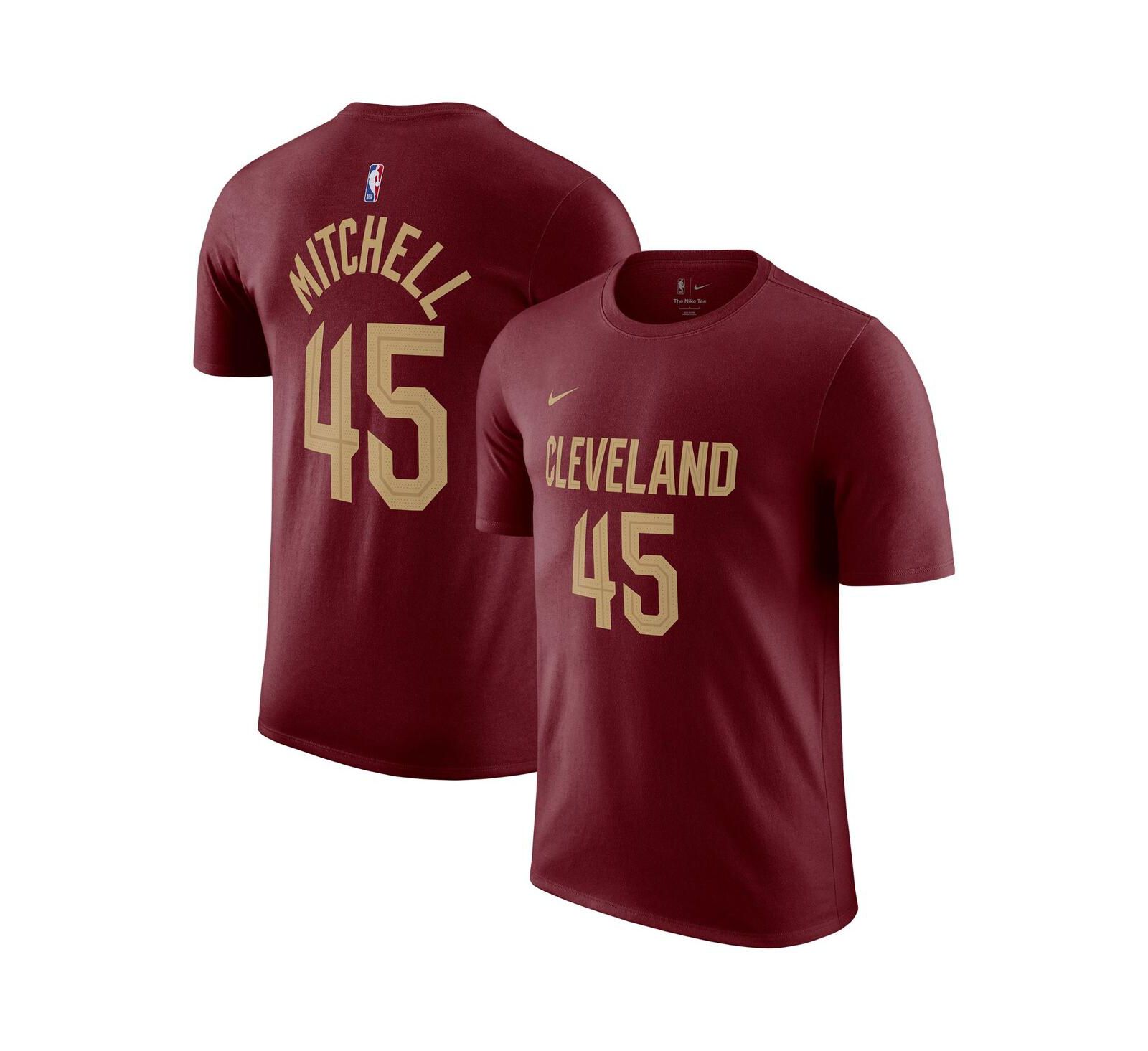 Men's Nike Donovan Mitchell Burgundy Cleveland Cavaliers Icon 2022/23 Name and Number T-shirt