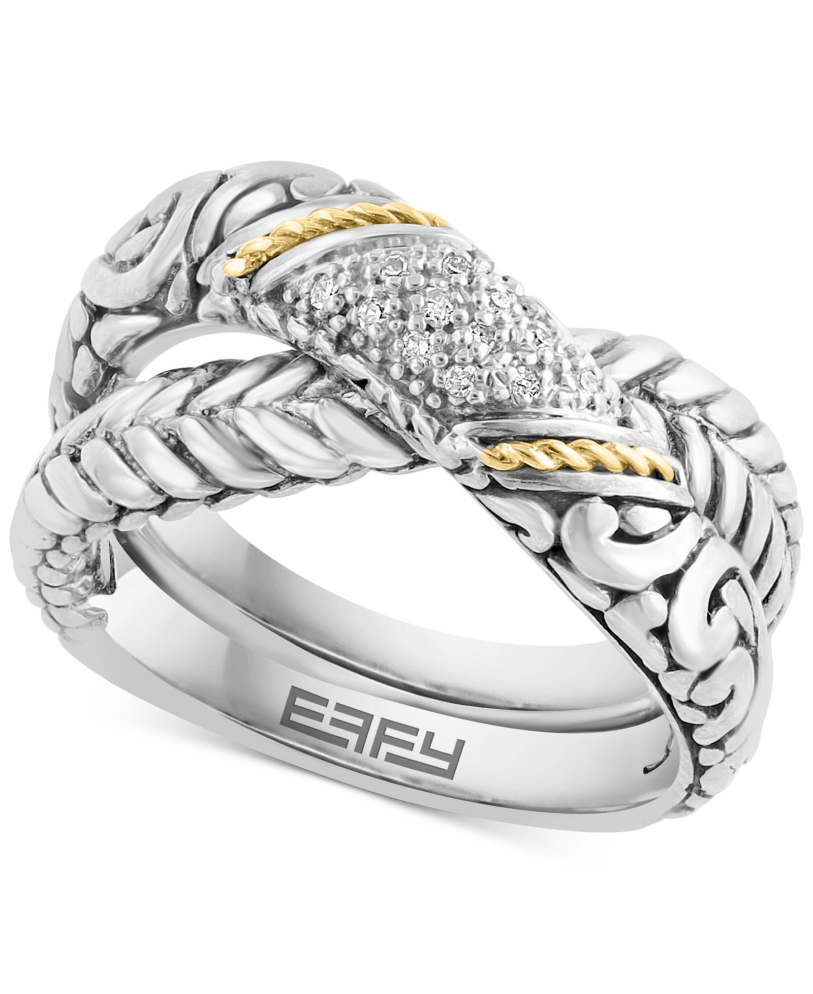 EFFY® Кольцо Crossover с бриллиантами в серебре Sterling Silver и 18k Gold-Plate