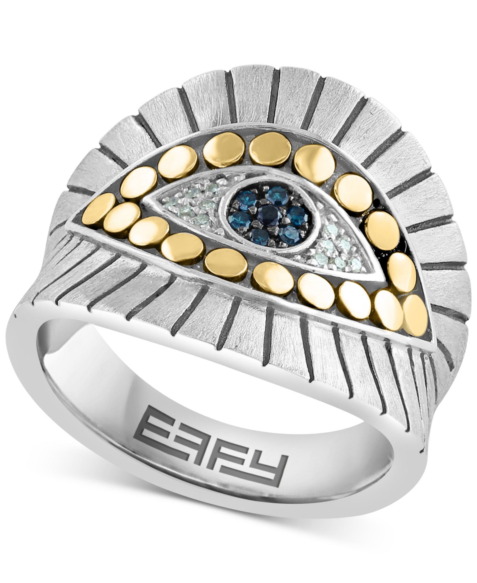 EFFY® Multicolor Diamond Evil Eye Ring (1/10 ct. t.w.) in Sterling Silver & 18k Gold-Plate