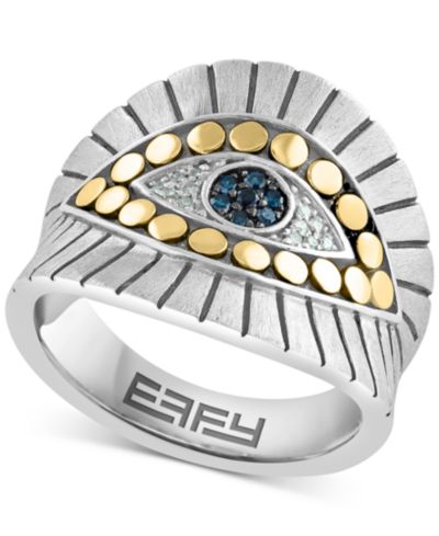 EFFY® кольцо с разноцветными бриллиантами Evil Eye в серебре и 18k Gold-Plate