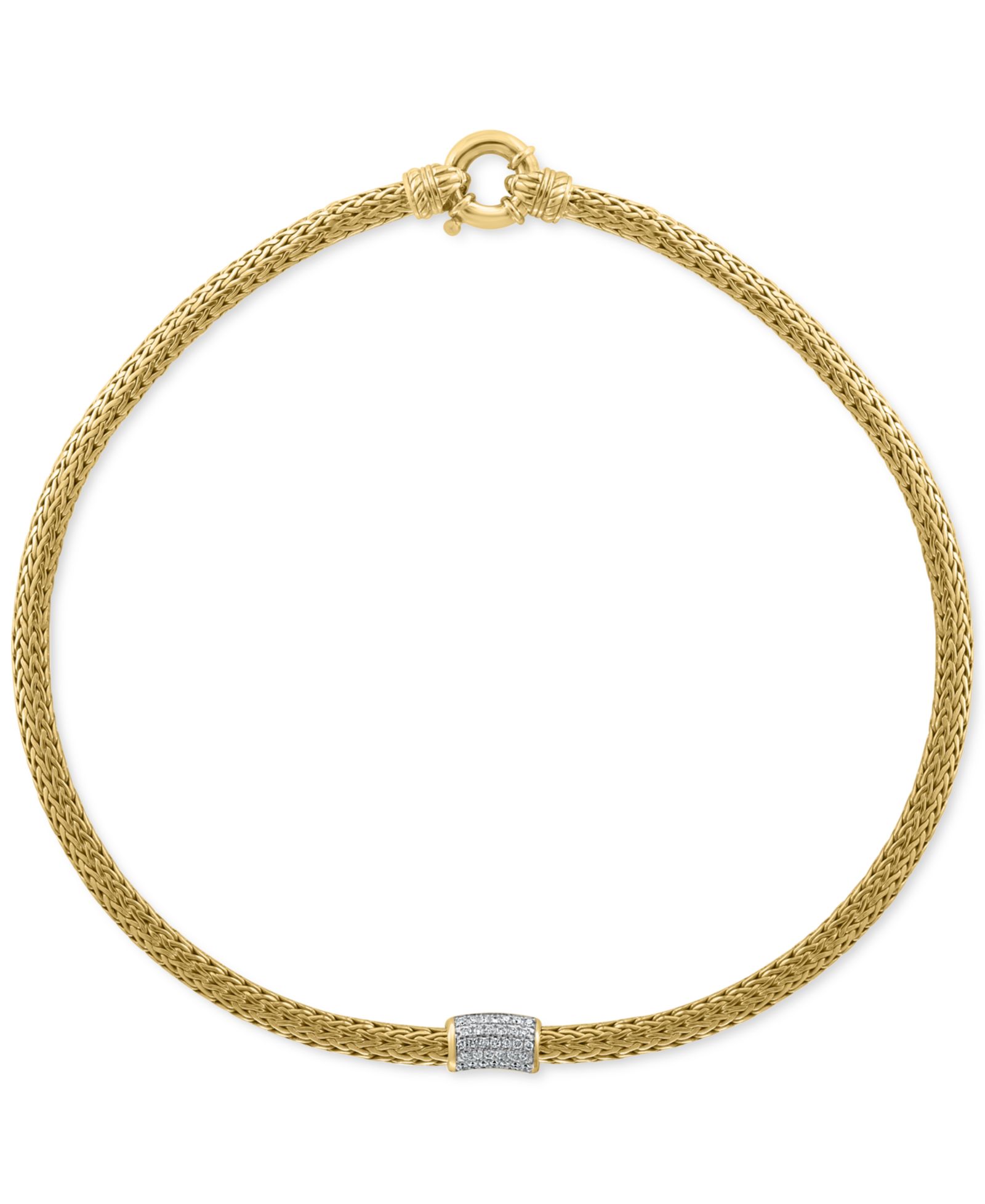 Колье EFFY® Diamond Cluster 18" Collar в 14k Gold-Plated Sterling Silver