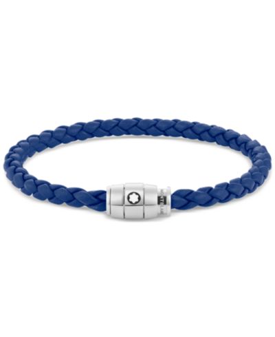 Кожаный плетеный браслет Montblanc Blue