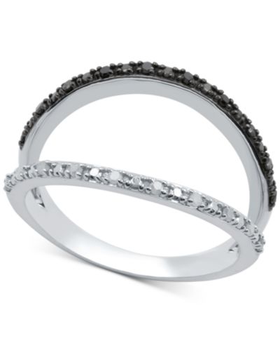 Раздельное кольцо с Black Diamond (1/10 ct. t.w.) и White Diamond (1/10 ct. t.w.) в Sterling Silver