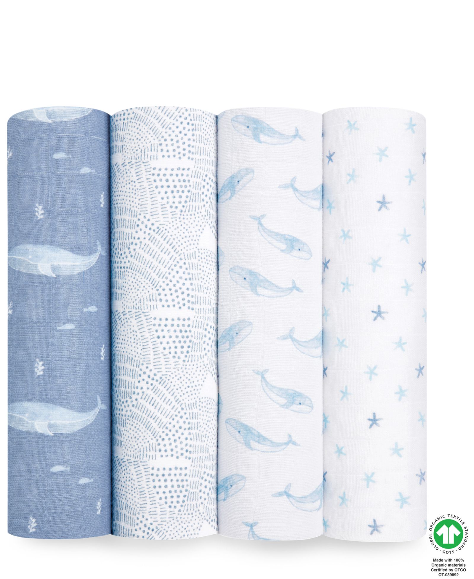 aden by aden + anais Essentials Oceanic Muslin Swaddles, Pack of 4