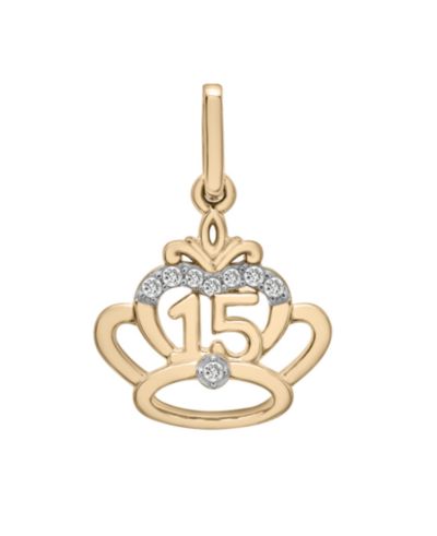 Wrapped™ Diamond Quinceanera Charm Pendant (1/20 ct. t.w.) in 10k Gold, Created for Macy's