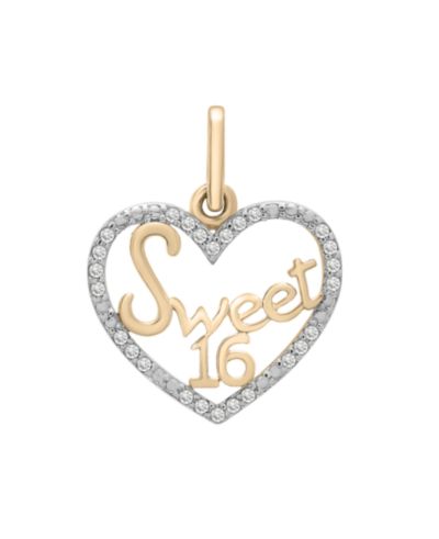 Wrapped™ Diamond Sweet 16 Heart Charm Pendant 1/20 ct. t.w. в 10k Gold