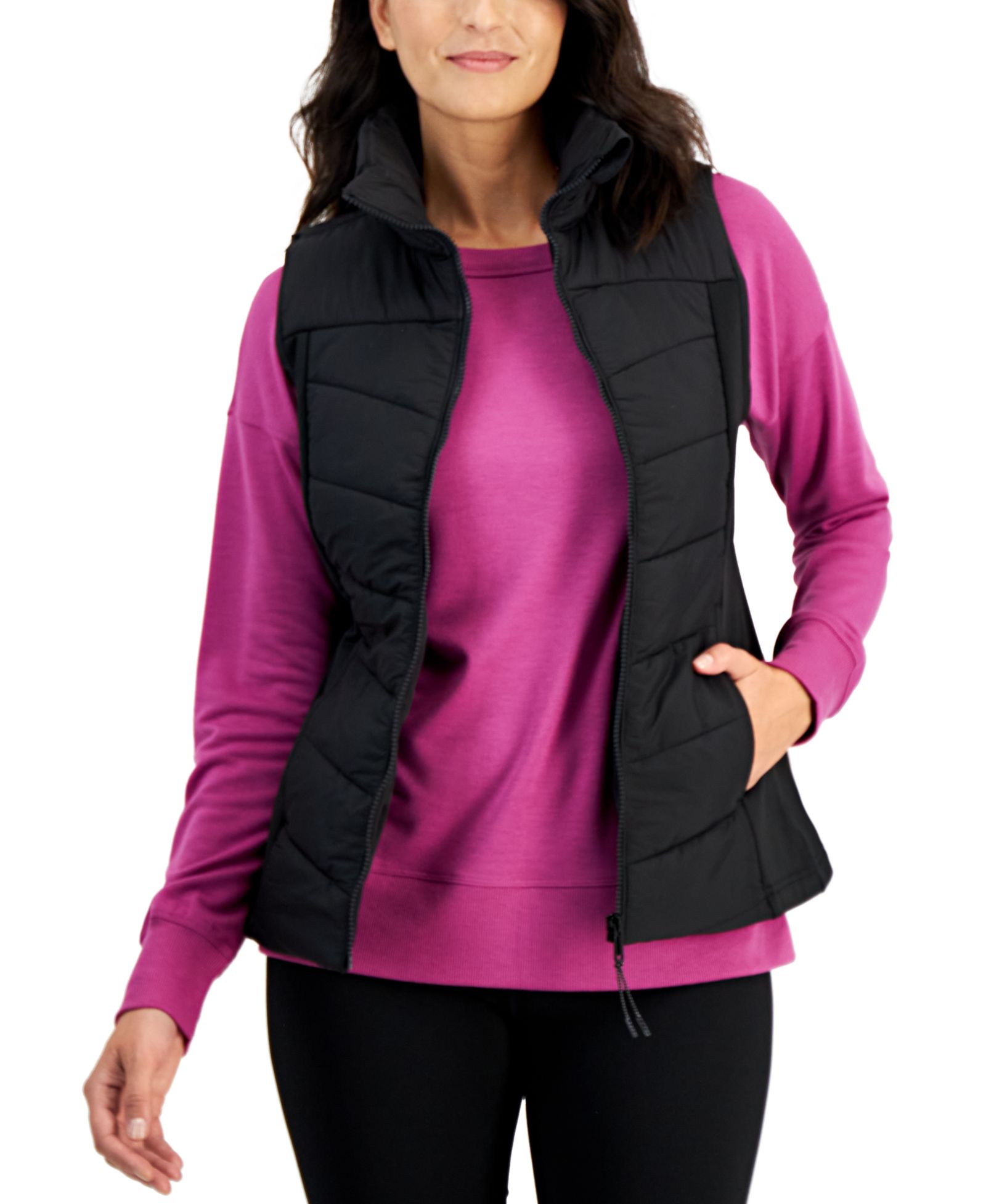 ID Ideology Women's Sleeveless Zip-Front Puffer Vest, Created for Macy's