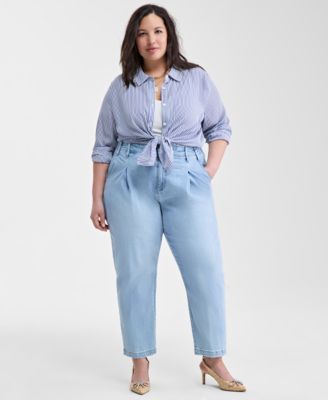 On 34th модная рубашка из крепа на пуговицах, Plus Size