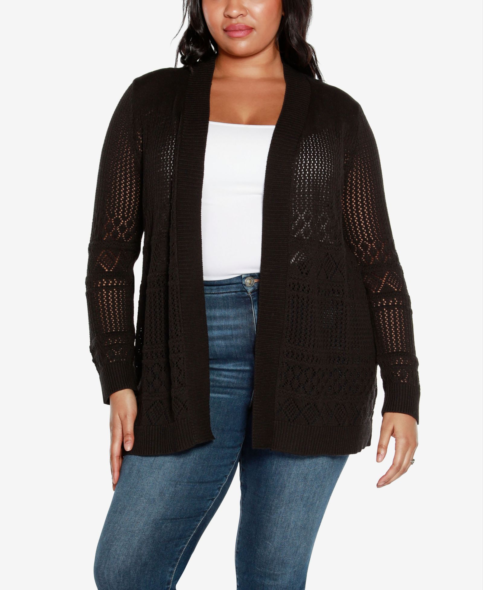 Кардиган Belldini Plus Size Pointelle Open Sweater