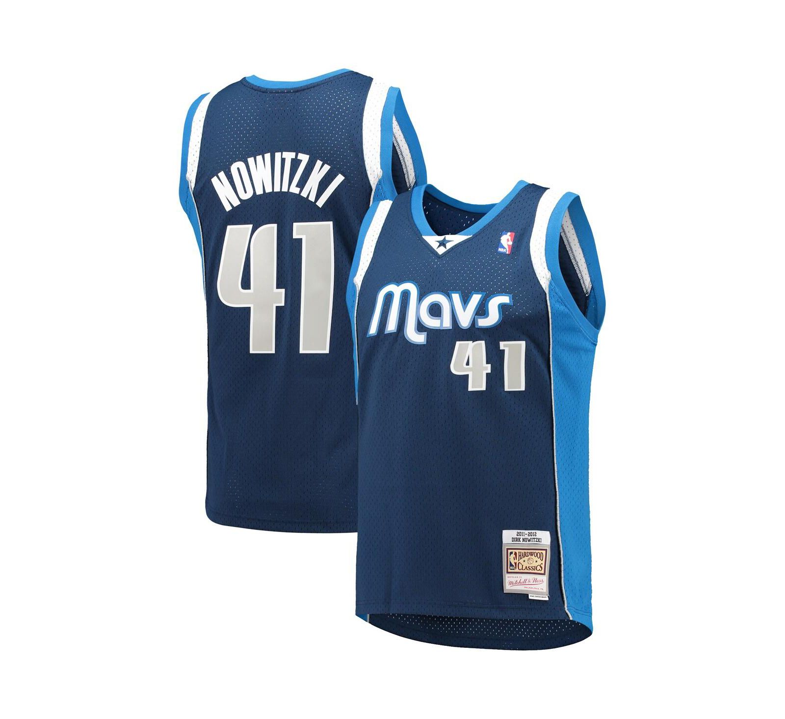 Мужская джерси Mitchell & Ness Dirk Nowitzki Navy Dallas Mavericks 2011-12 Hardwood Classics Swingman