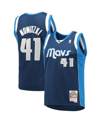 Мужская джерси Mitchell & Ness Dirk Nowitzki Navy Dallas Mavericks 2011-12 Hardwood Classics Swingman