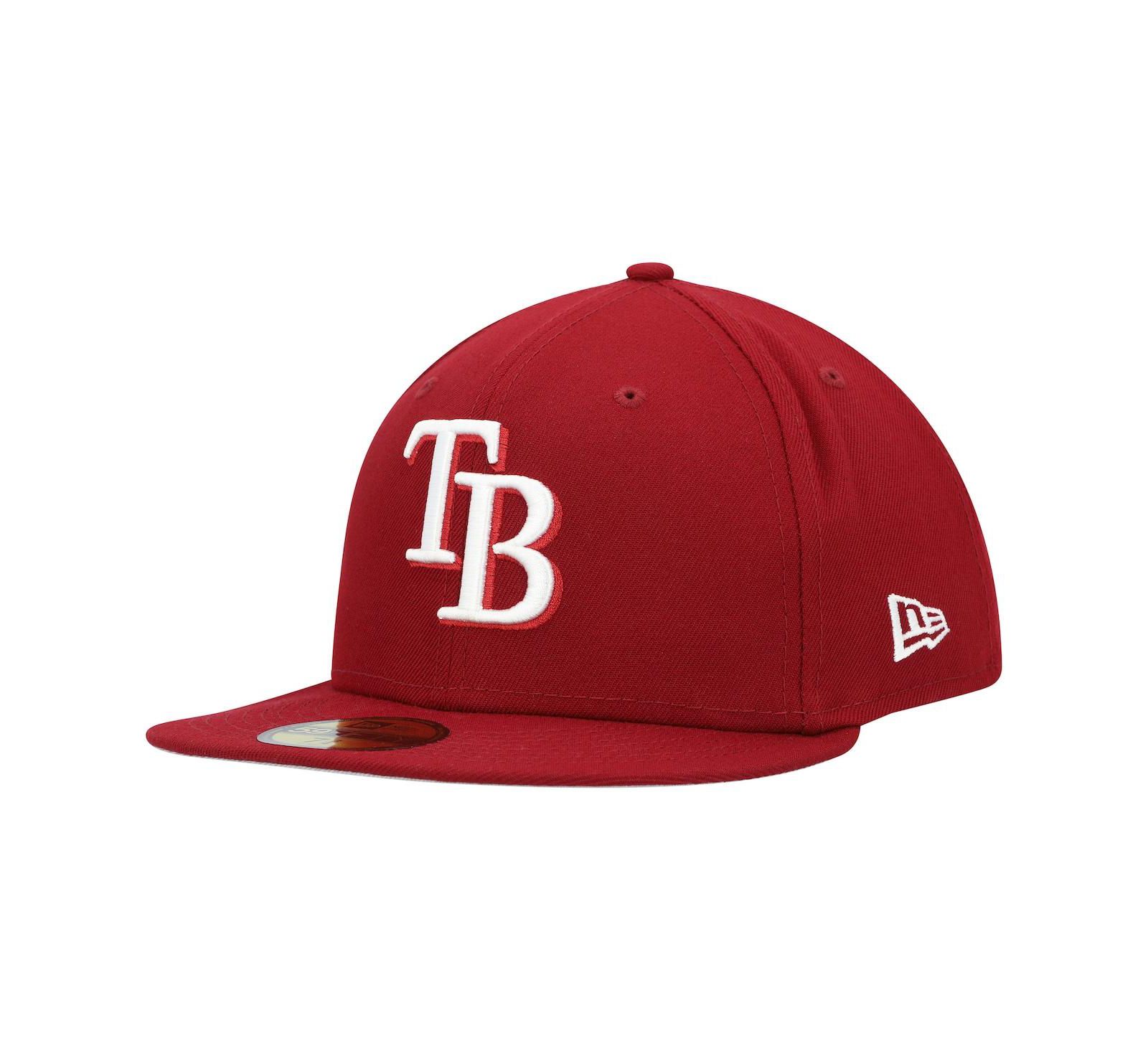 Men's New Era Cardinal Tampa Bay Rays White Logo 59FIFTY Fitted Hat