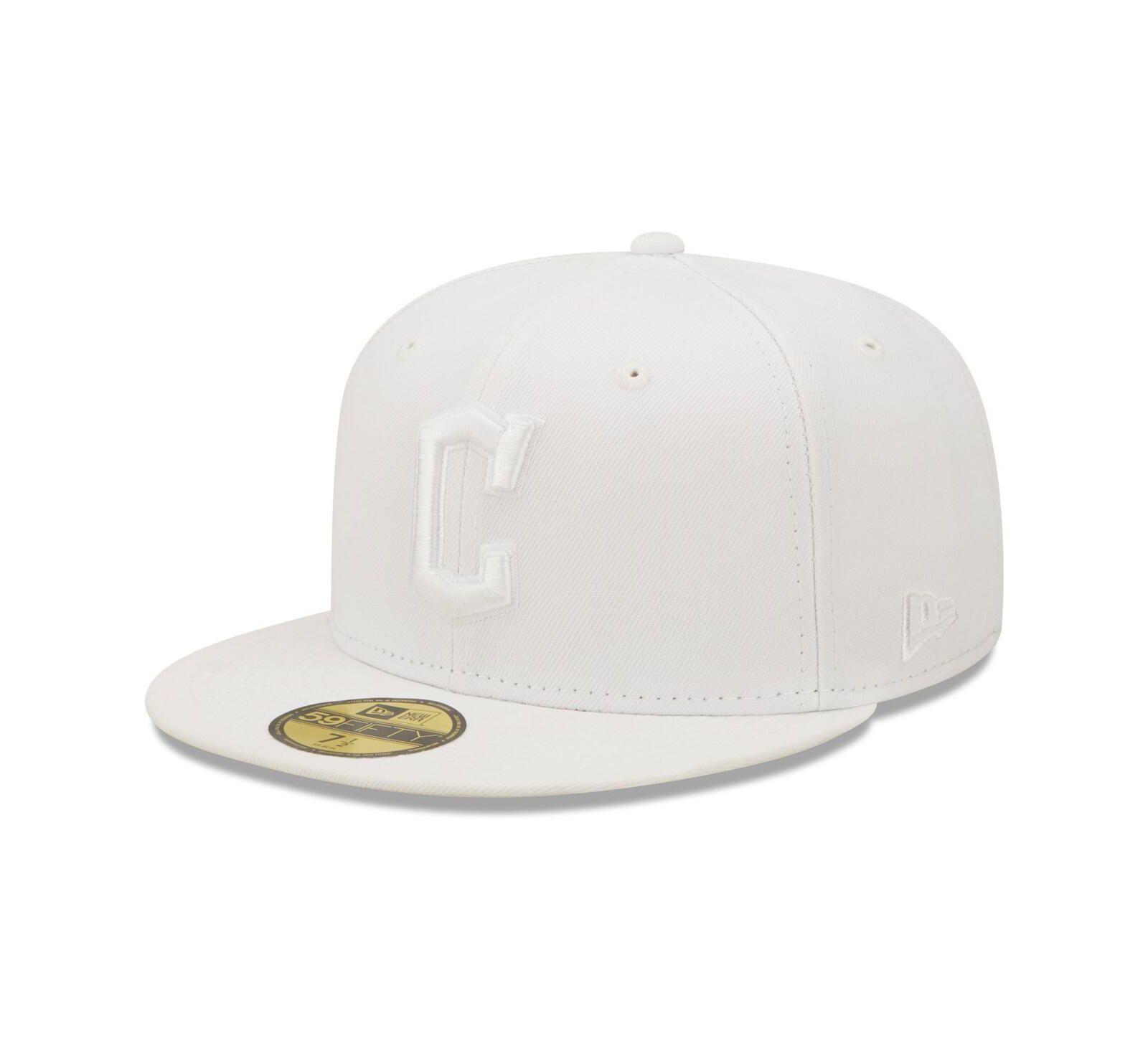 Men's New Era Cleveland Guardians White on White 59FIFTY Fitted Hat