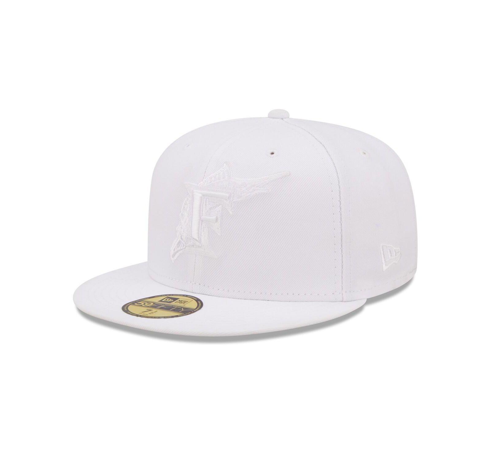 Мужская бейсболка New Era Miami Marlins White on White 59FIFTY