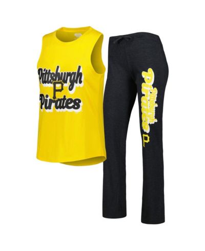 Женский комплект из топа-майки и брюк Concepts Sport, черный меланж и золото, Pittsburgh Pirates