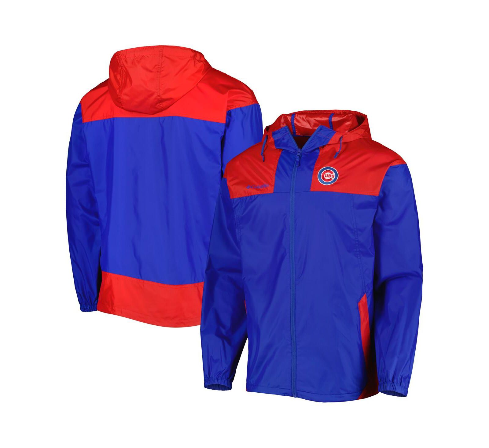 Men's Columbia Royal, Red Chicago Cubs Omni-Shade Flash Forward Challenger Full-Zip Windbreaker Jacket