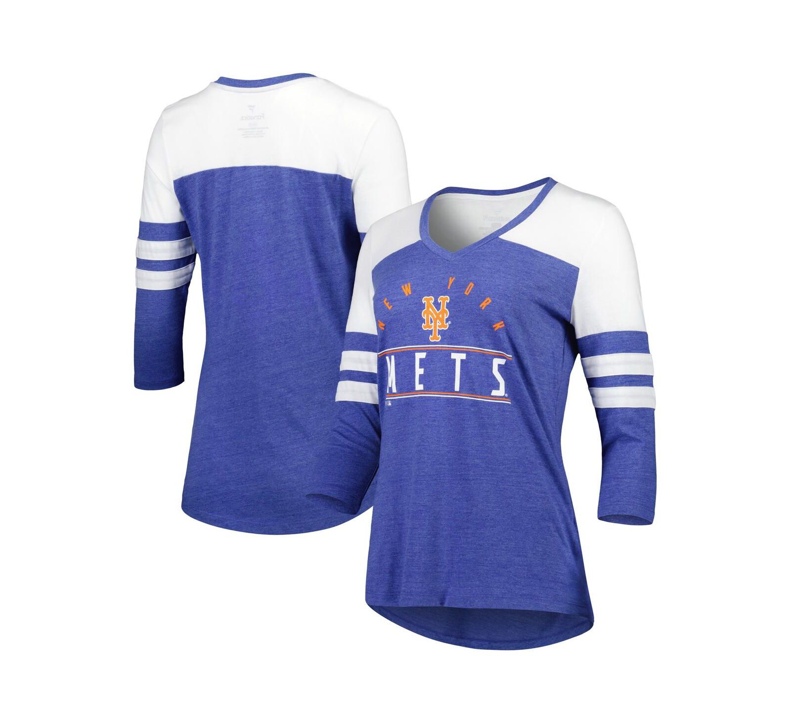 Fanatics Женская футболка V-образный вырез 3/4 рукава New York Mets Heather Royal