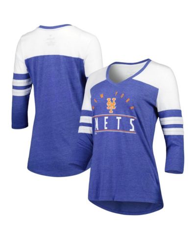Fanatics Женская футболка V-образный вырез 3/4 рукава New York Mets Heather Royal