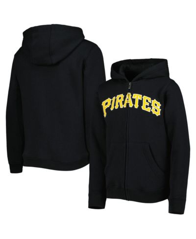 Big Boys and Girls Black Pittsburgh Pirates Wordmark Full-Zip Fleece Hoodie