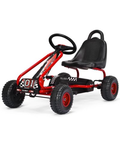 Детский педальный карт Costway с 4 колесами и регулируемым сиденьем и ручным тормозом