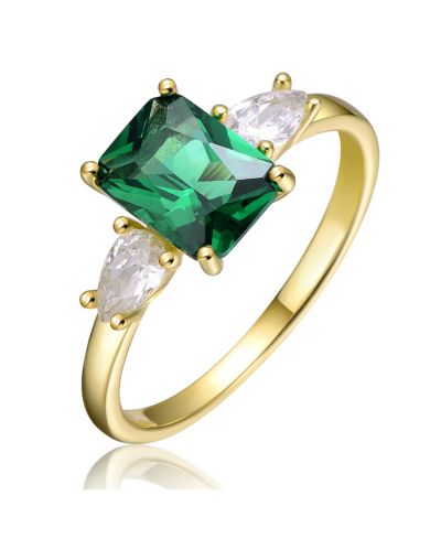 Кольцо Genevive Chic с тремя камнями CZ и позолотой 14K
