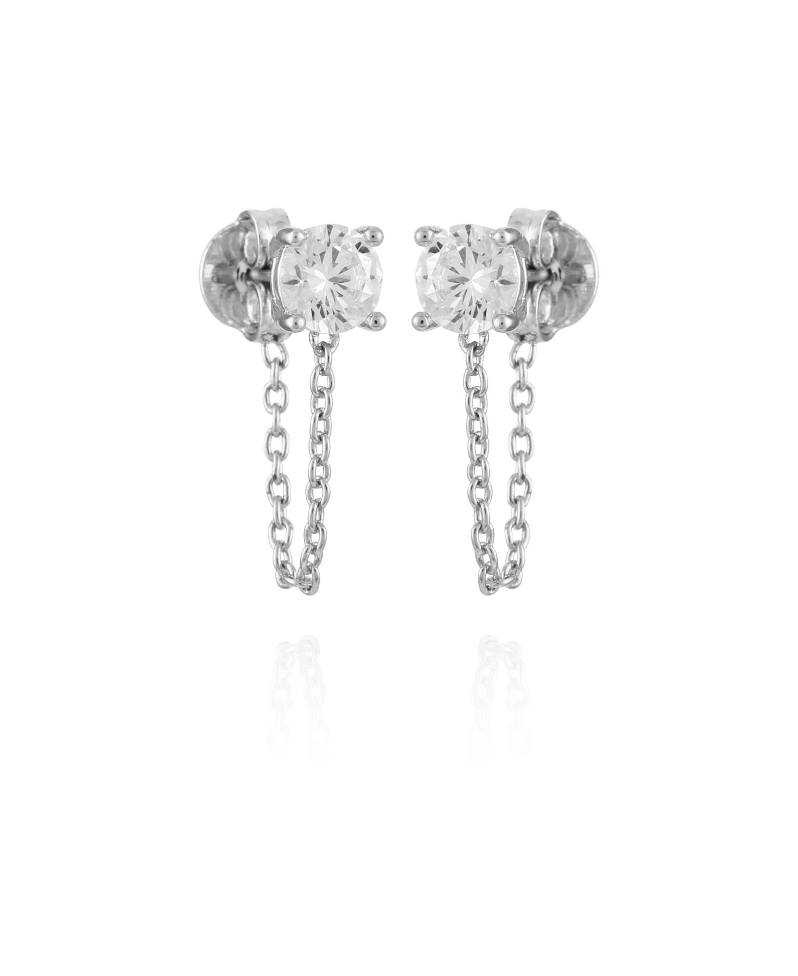 Vince Camuto Glass Stone Stud Chain Dangle Drop Earrings