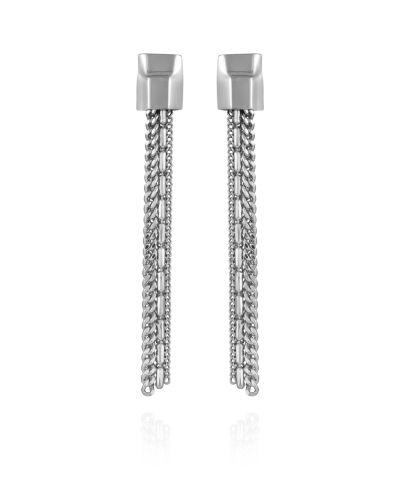 Серьги-подвески Vince Camuto с серебристым оттенком и смешанными цепями в виде линейной кисточки