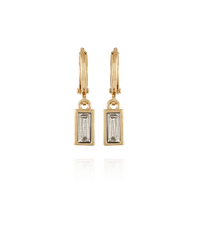 Серьги-кольца Vince Camuto Gold-Tone Rectangular Glass Stone Dangle Huggie Hoop