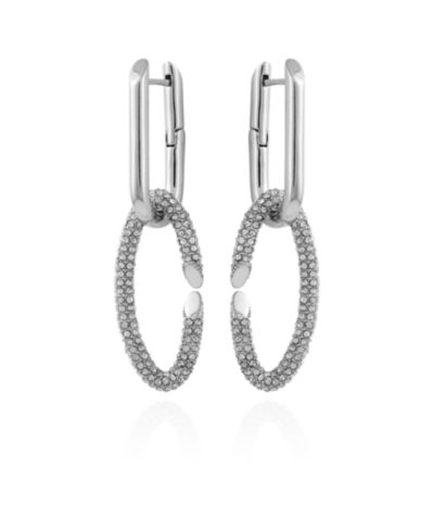 Серьги-кольца Vince Camuto с двойным звеном и стеклянными камнями серебристого цвета