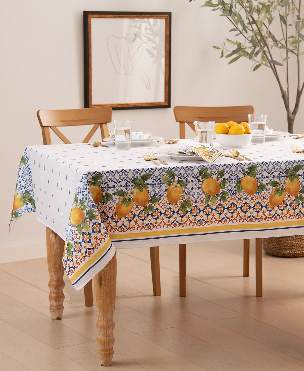 Скатерть Capri Lemon Double Border 60" x 102"