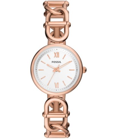 Fossil Women's Carlie Three-Hand Rose Gold-Tone Stainless Steel Watch, 30mm