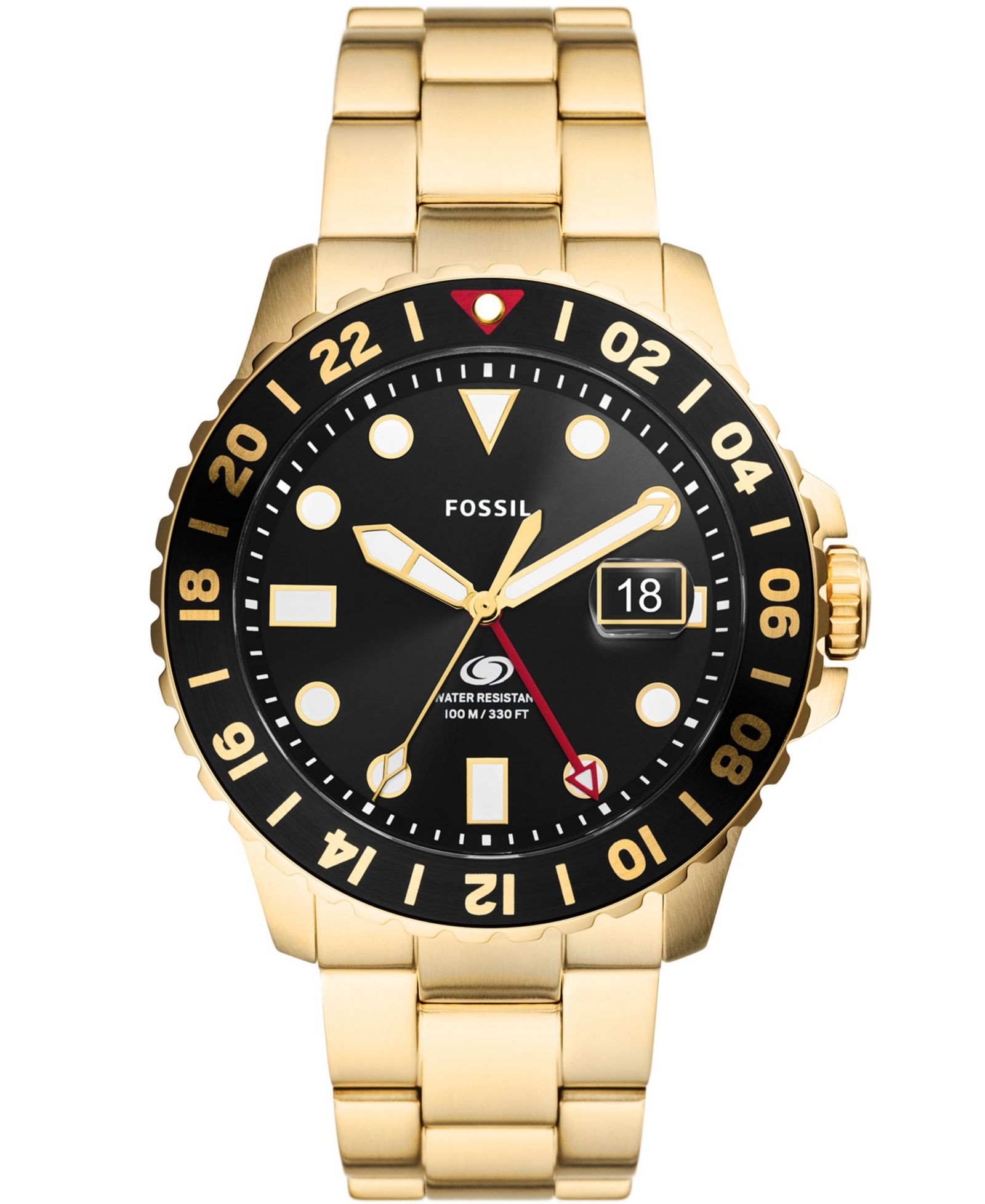 Fossil Men's Fossil Blue GMT Gold Tone Stainless Steel Watch, 46mm