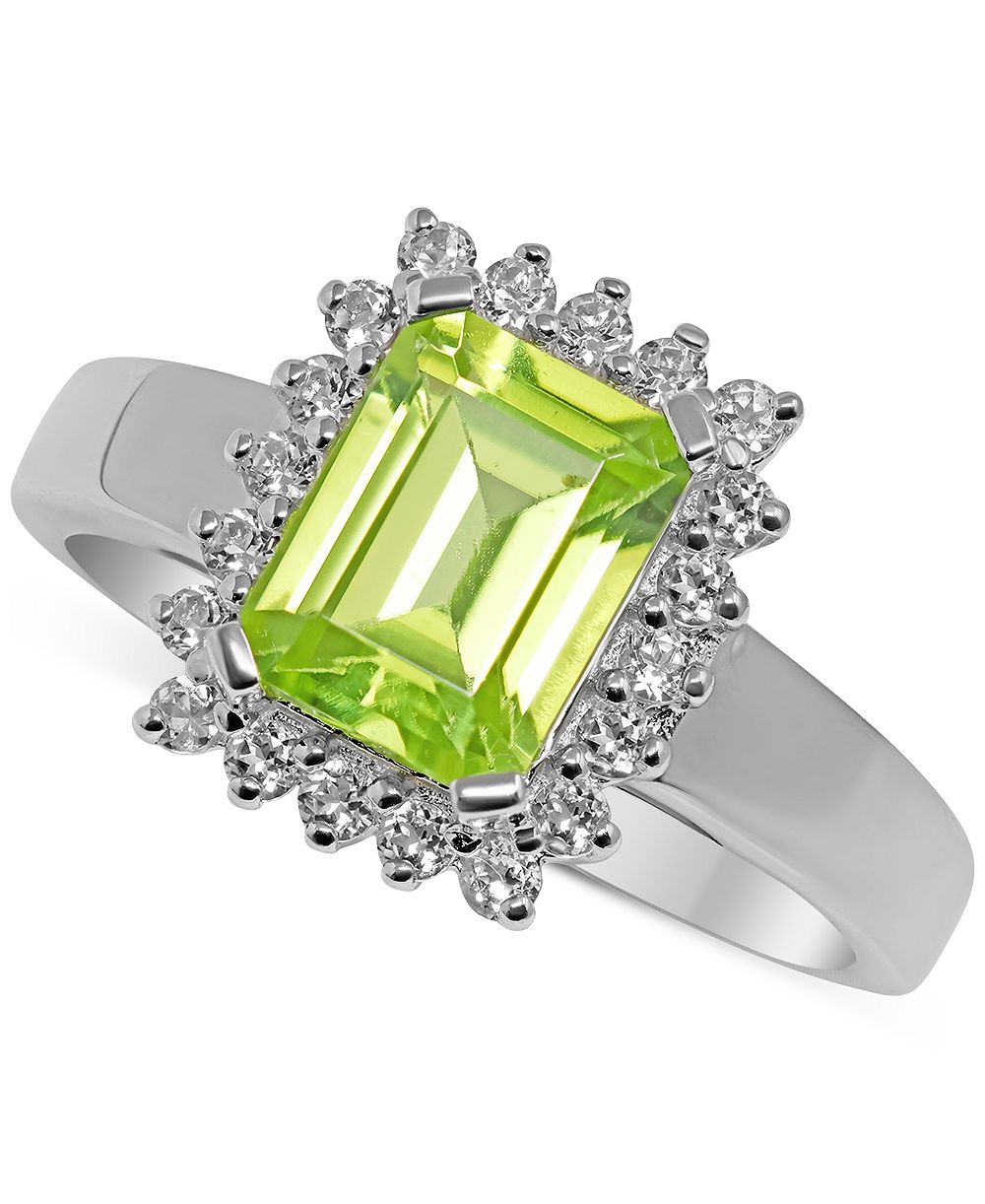 Кольцо Halo с гранатом (1-3/4 ct. t.w.) и White Topaz (1/3 ct. t.w.) в Sterling Silver