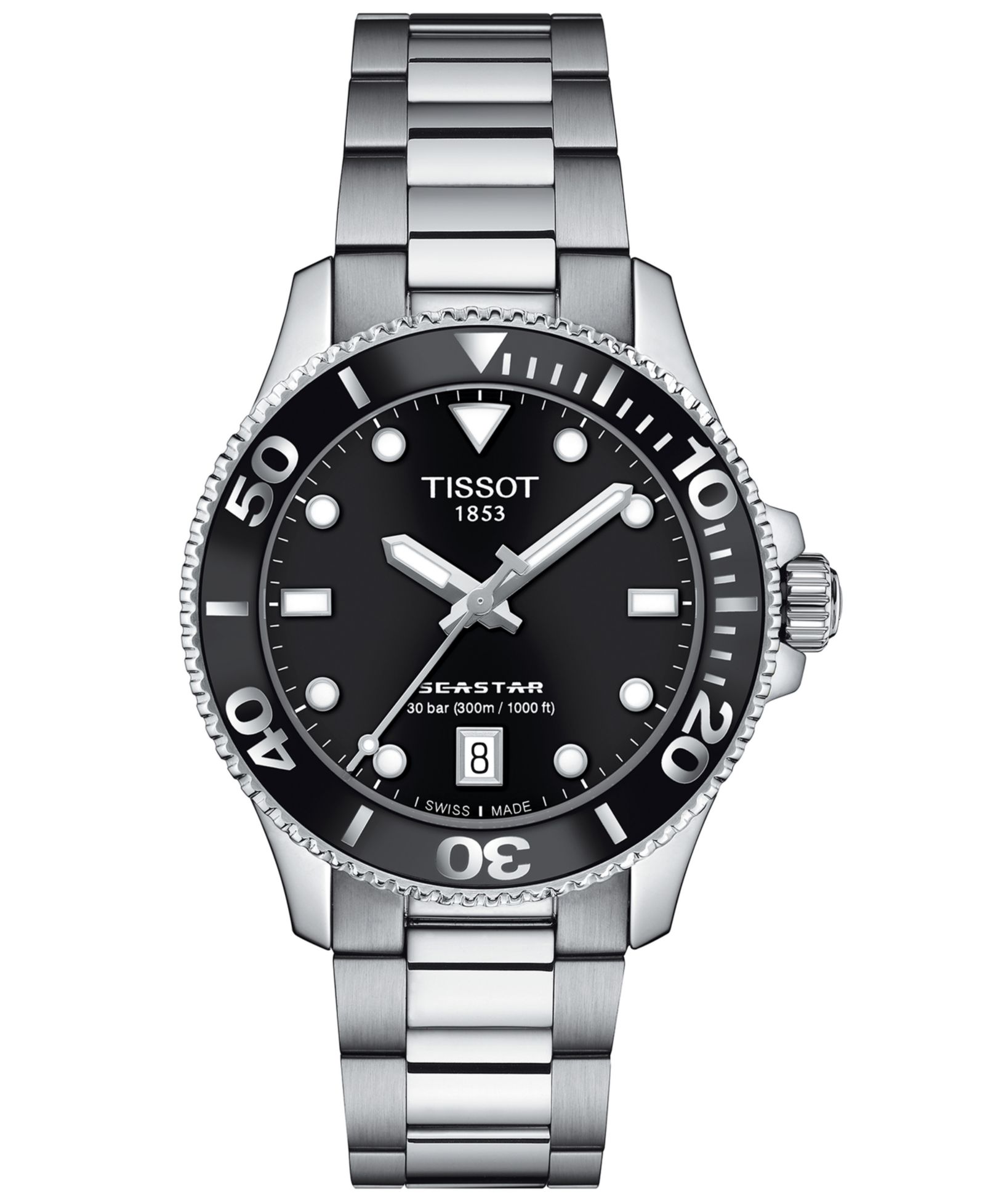 Женские швейцарские часы Tissot Seastar 1000 из нержавеющей стали с браслетом 36mm