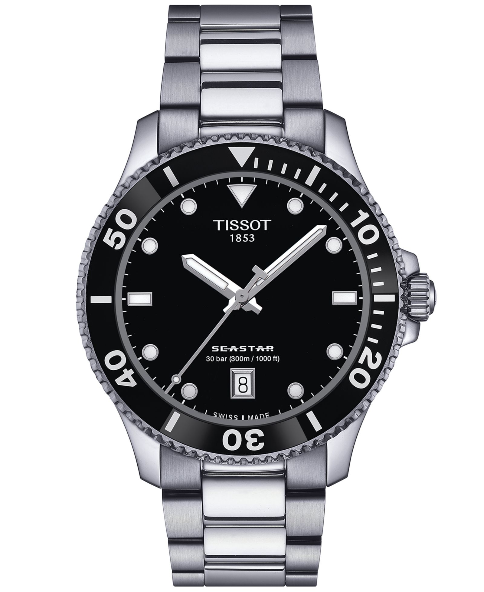 Tissot Мужские швейцарские часы Seastar 1000 Stainless Steel Bracelet, 40mm